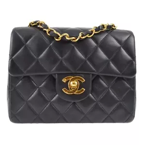 Chanel Black Lambskin Mini Classic Square Flap Shoulder Bag 17 173040 - Picture 1 of 8