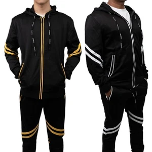 Men's Tracksuit Set Zip Hoodie & Joggers 2-Piece Athletic Outfit Streetwear - Picture 1 of 12