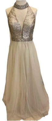 Vestido Camille La Vie plateado dorado talla 8 Foto 1 de 4