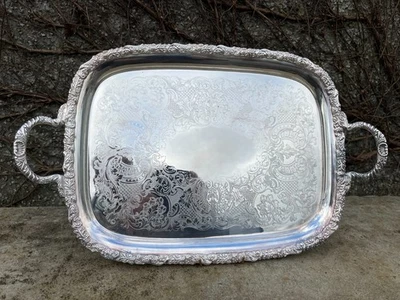 Bandeja para servir vintage plateada, hecha en Sheffield Inglaterra. Foto 1 de 4
