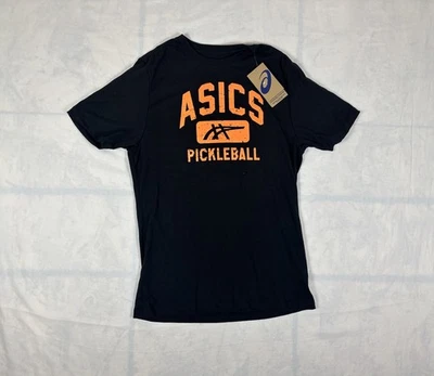 NWT ASICS Pickleball Graphic T-Shirt Short Sleeve Black Unisex Small MSRP $25 - Image 1 of 4