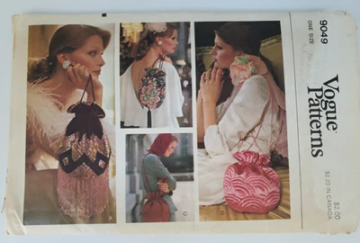 Cartera de mano vintage años 70 Vogue 9049 patrón de costura cartera con cordón - CORTE Foto 1 de 4