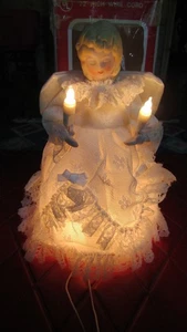 HOUSE Of LLOYD Vintage LIGHT UP Porcelain Head ANGEL TREE TOPPER - 1970's - Picture 1 of 7