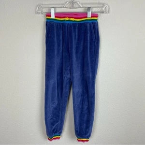 Boden Blue Purple Velour Pull on Rainbow Waist Joggers 7Y - Picture 1 of 7
