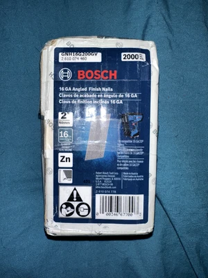 Unhas Bosch 16 GA acabamento angular 2000 peças. Unhas para pistola de pregos Zn caixa 2" - Imagem 1 de 3