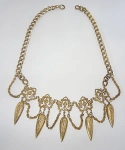 Vintage viktorianisches Revival vergoldetes Messing Latzhalsband Halskette - Bild 1 von 7