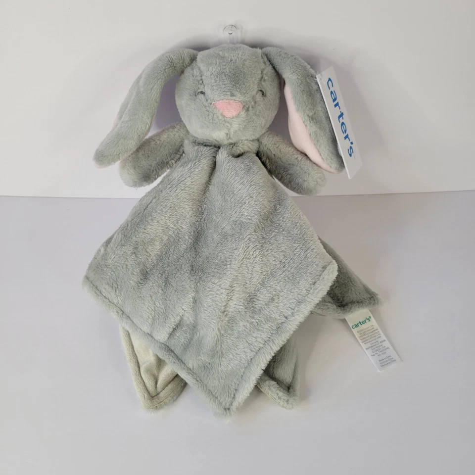 Carters Gray Grey Bunny Rabbit Security Blanket Soft Plush Lovey Toy 67781
