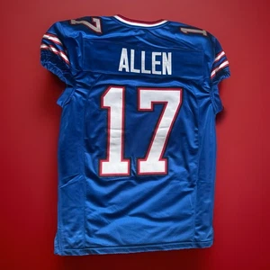 Neu Josh Allen Buffalo individuelles blaues Fußballtrikot genäht Größe L Game Cut - Bild 1 von 3