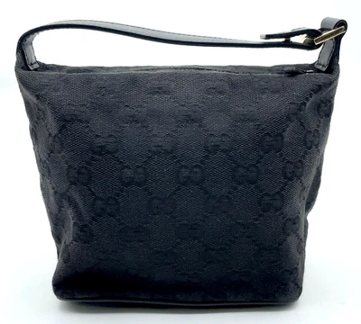 Authentic Gucci 039.1147 GG Canvas Leather Black Pouch / Hand Bag NS110057 - Image 1 of 4