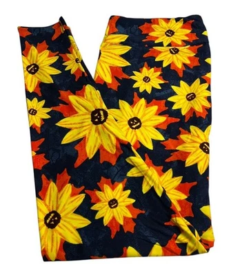 LuLaRoe Leggings TC2 Tall Curvy 2 SUNFLOWER Blue Orange Yellow HALLOWEEN Pumpkin - Image 1 of 4