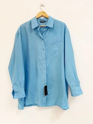 Impresionante camisa para mujer Loro Piana de diseñador nueva con etiquetas talla 16 48 IT azul lino Foto 1 de 4