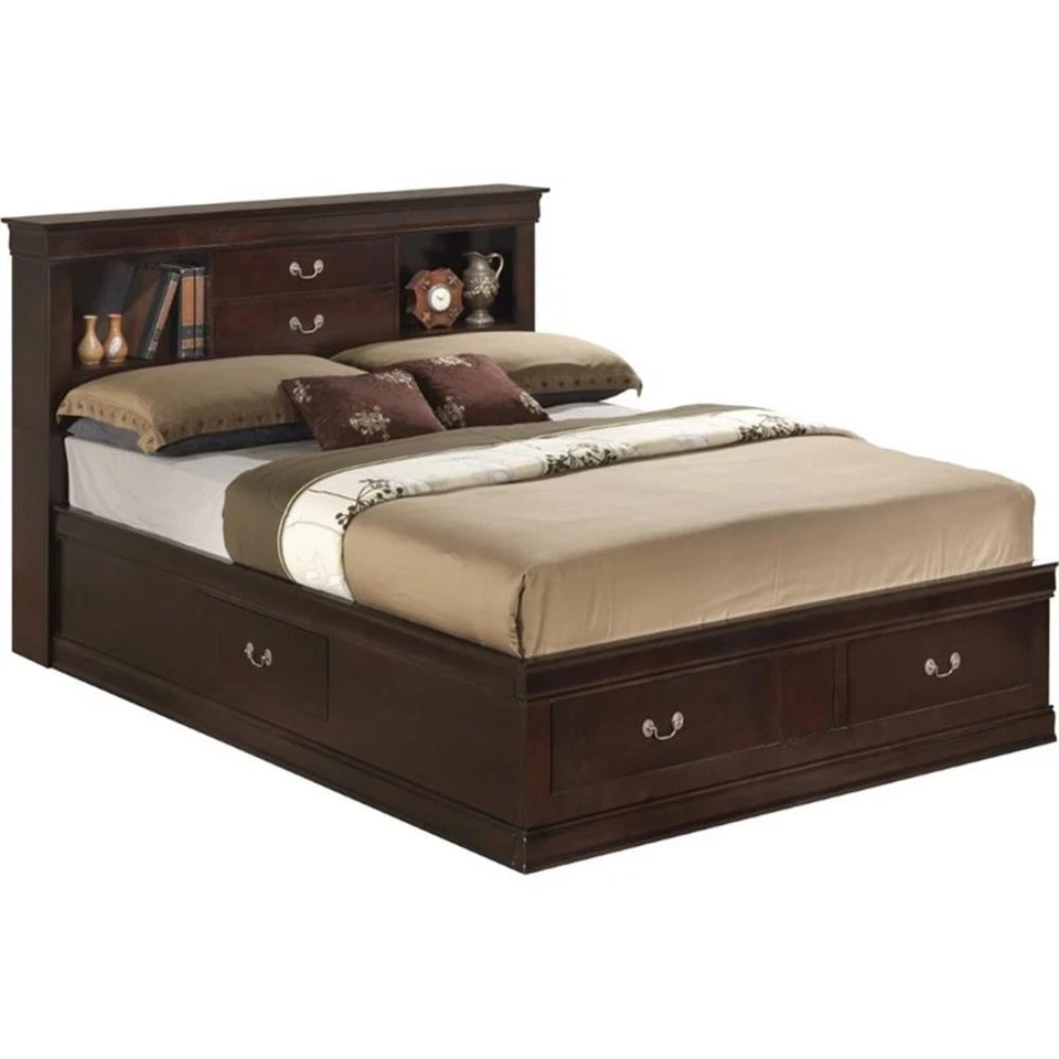 Cama de almacenamiento Glory Furniture Louis Phillipe Queen en capuchino Foto 1 de 1
