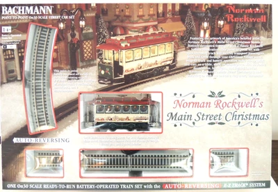 BACHMAN On 30 NORMAN ROCKWELL'S MAIN STREET CHRISTMAS REVERSING STREETCAR - Image 1 of 3