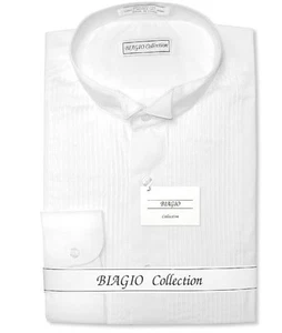 Biagio Mens 100% COTTON Solid White Color TUXEDO Dress Shirt sz 18.5 34/35 - Picture 1 of 4