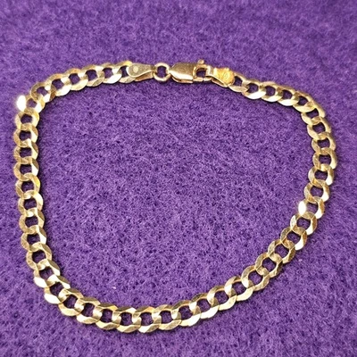 10K 纯金手镯 7 英寸 4.5 毫米 3.91 克真金男女通用古巴链接 — 第 1/4 张图片