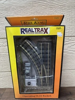 Rail King O Scale Left Hand Switch MTH 40-1005  Real Trax Operating - Image 1 of 3