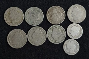 Liberty Head V Nickel and one Dime - Picture 1 of 2