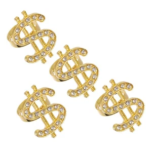 Anillos de dedo estilo punk dólar hip hop 4 piezas anillos de disfraz de rapero - Imagen 1 de 12