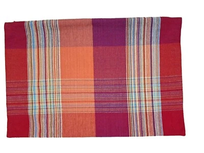 Crate&Barrel Pillow Cover Peabody Plaid Accent Throw Lumbar Red Orange 24x16  - Image 1 of 4