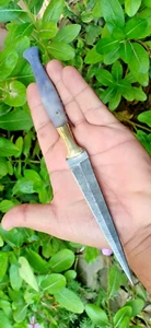 Buck Hunting Throwing Boot Knife Forged Damascus Knives Camel Bone Handle Sheath - Picture 1 of 5