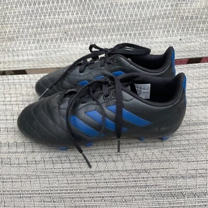 Adidas Goletto Soccer Cleats size youth 2  BLACK ROYAL BLUE - Picture 1 of 8