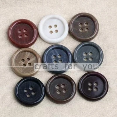 10PCS 15MM 20MM 4-HOLE RESIN ROUND PATTERNED BUTTON SEWING CRAFT FOR SHIRT/PANTS - Image 1 of 4