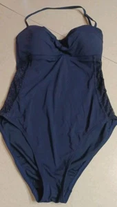 Ivanka Trump Swimsuit Size 8 One-piece Navy Blue Halter Padded Beach - Picture 1 of 4