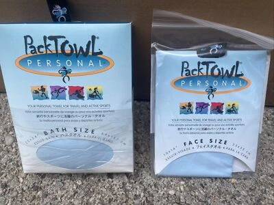 2 toallas personales PACKTOWL, tamaño de baño más tamaño facial. Azul Nuevo Foto 1 de 4