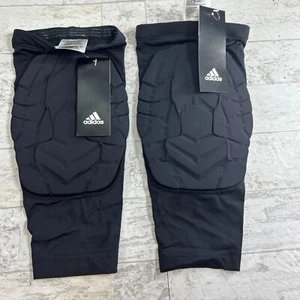 2 Black Adidas Techfit Climalite Sport Compression Padded Knee Sleeve Size LT - Picture 1 of 6