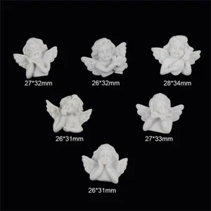 6PCS Assorted White Resin Angel Cherub Embellishment Flatback Button Craft Decor - Picture 1 of 9