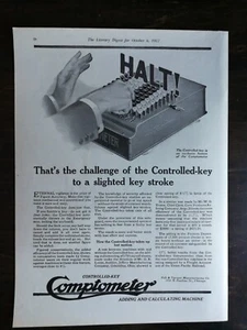 Vintage 1917 Comptometer Adding & Calculating Machine Full Page Original Ad 222 - Bild 1 von 1