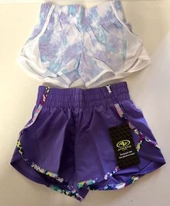 [2 Pk] Athletic Works Girls Solid/Print Active Running Shorts; Purple, XS (4-5) - Picture 1 of 10