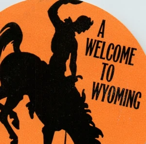1940s Wyoming Cowboy Chief Oil Mobil Flying Red Horse Gas Station Travel Label - Picture 1 of 3