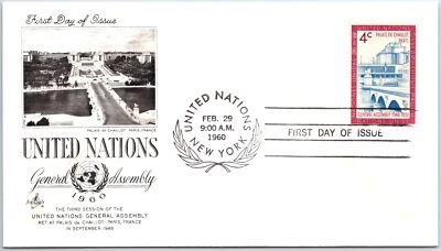 UN UNITED NATIONS FIRST DAY COVER GENERAL ASSEMBLY 1958-1959-1960 CACHET #1 - Image 1 of 2
