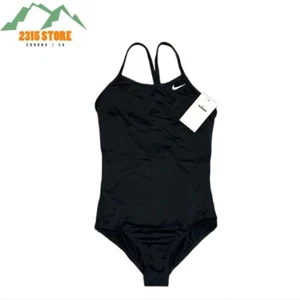 NIKE Girls Black One Piece Training Swimsuit Suit Razorback Large NWT - Picture 1 of 4