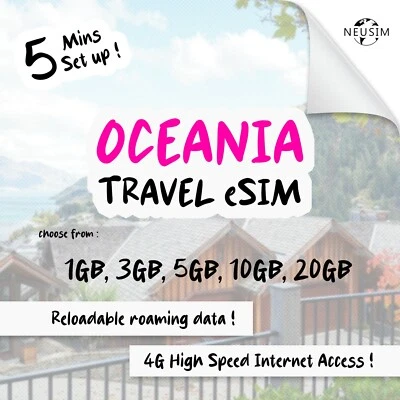 NeuSIM Australia/New Zealand eSIM 1-3GB Data - 2 Destination | Same Day DELIVERY - Image 1 of 2