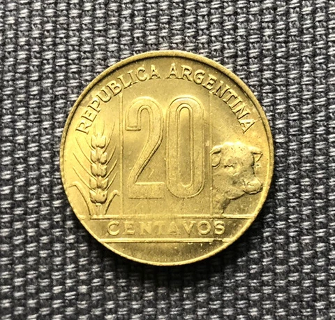 1949 Argentina 🇦🇷 20 Centavos, Aluminium-Bronze, S162 Cover