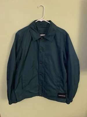Calvin Klein Jeans Mens Coach Jacket Size M Green Button Up Zip Up 90s Style - Image 1 of 4
