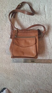 Fossil Womens Crossbody Bag Brown Leather Zip Adjustable Purse - Picture 1 of 6
