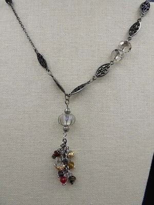 CUENTAS BOHO CON CONECTORES TIBETANOS Y COLGANTE RACIMO DE CRISTAL CON CUENTAS Foto 1 de 4