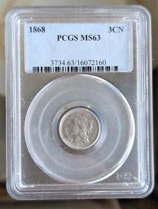 1868 Three Cent Nickel MS 63 PCGS - Picture 1 of 4