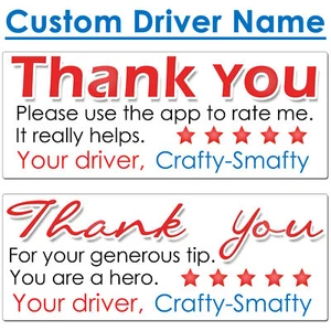 Pegatinas de agradecimiento para GrubHub por favor aumente la tarifa consejos y comentarios NOMBRE PERSONALIZADO - Imagen 1 de 5