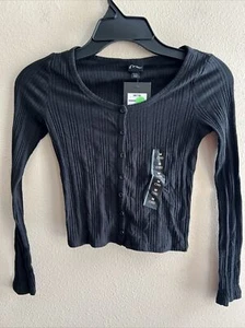 Art Class Girls' Black Ribbed Long Sleeve T-Shirt Size M (7/8) B02 - Picture 1 of 1