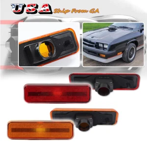 Amber Front + Red Lens Rear Side Marker Light For 72-76 Dodge Dart & 76-79 Aspen - Picture 1 of 9