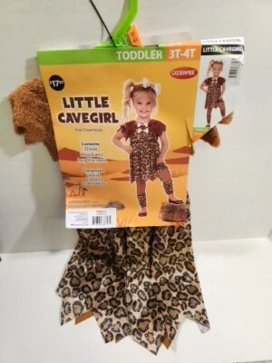 Disfraz de Halloween para niña pequeña cueva niño pequeño 3T-4T vestido diadema calentadores de piernas NUEVO Foto 1 de 3