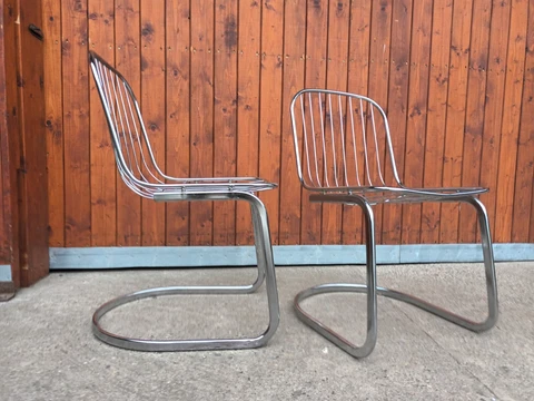 Designer Chrome Dining Room Chair Vintage Chair Cantilever 70er 1/2B Cover