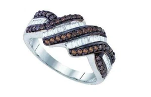 Sterling Silver Diamond Womens Fashion Brown Band Ring 3/4 Ct - Picture 1 of 1