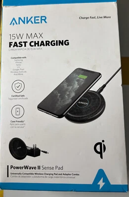Anker PowerWave II 15W Qi Wireless Charging Pad (w/ Wall Charger) - NEW OPEN - Image 1 of 3