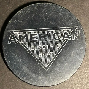 Scarce 39mm Black American Electric Heat Advertising Poker Chip Eisenstadt  - Picture 1 of 4