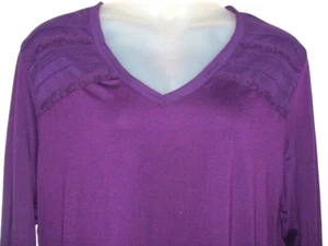 NUEVO CON ETIQUETAS Mujer JMS/JUST MY SIZE Púrpura Volantes Pintuck Hombro Top Camisa 4X - Imagen 1 de 2